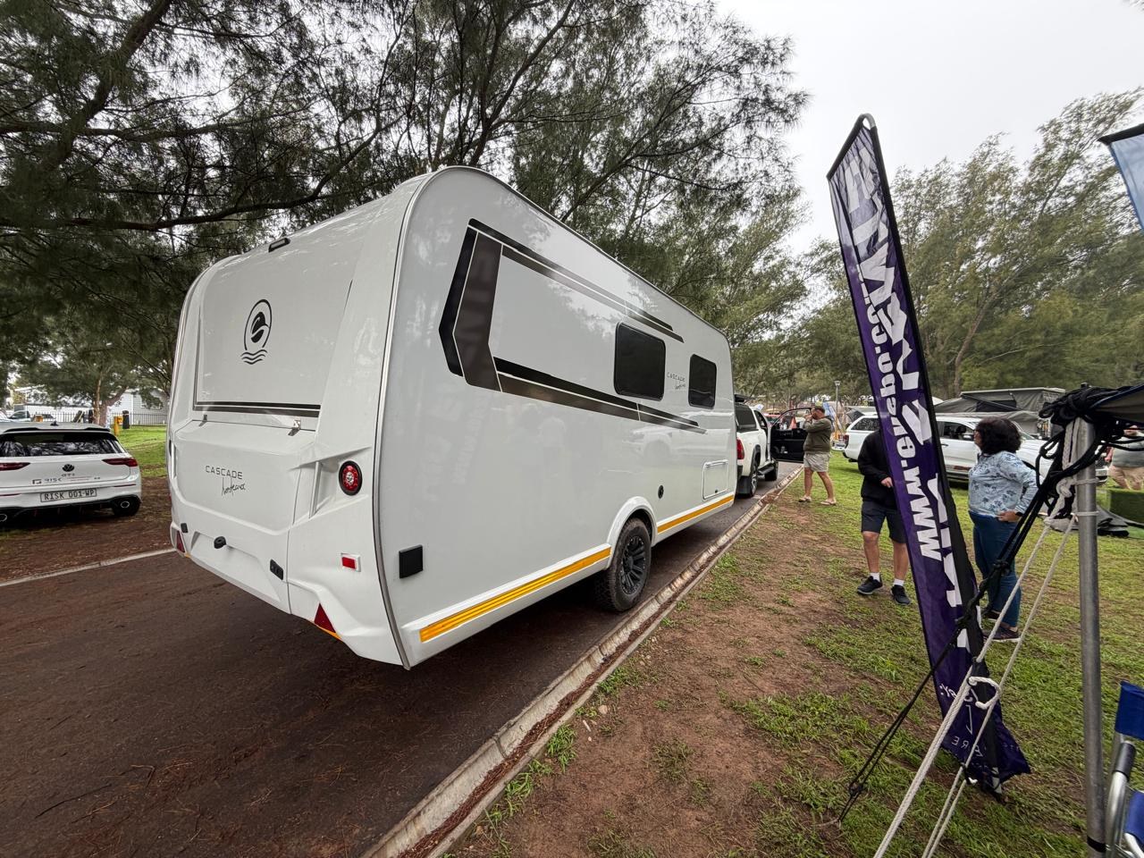 Modern white touring caravan